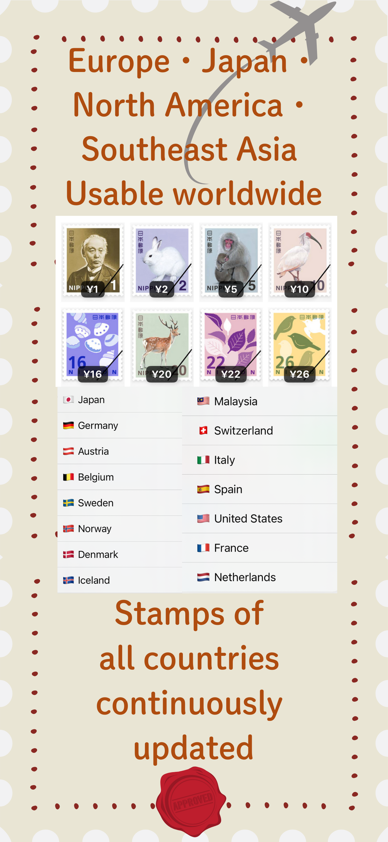 Country selection and currency support options